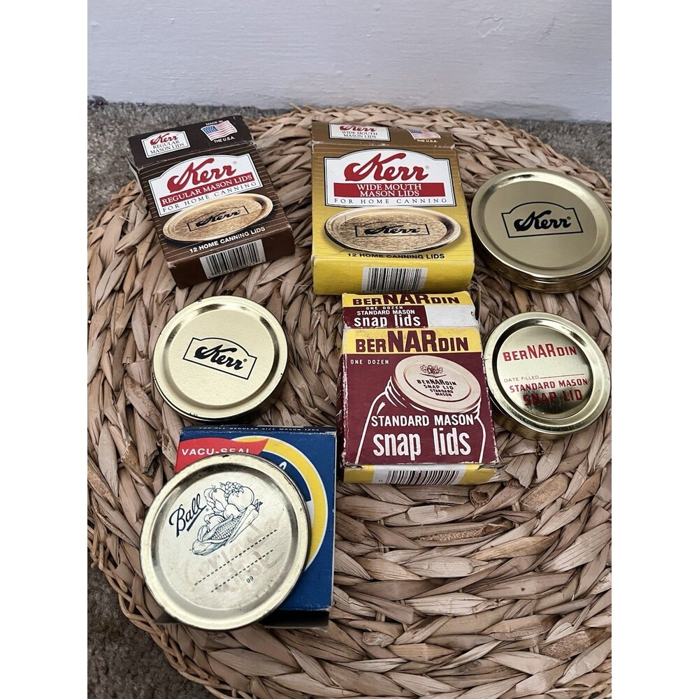 Lot of 44 Vtg Made In USA Kerr Ball Bernardin Snap Vacuum Seal Regular Wide Lids